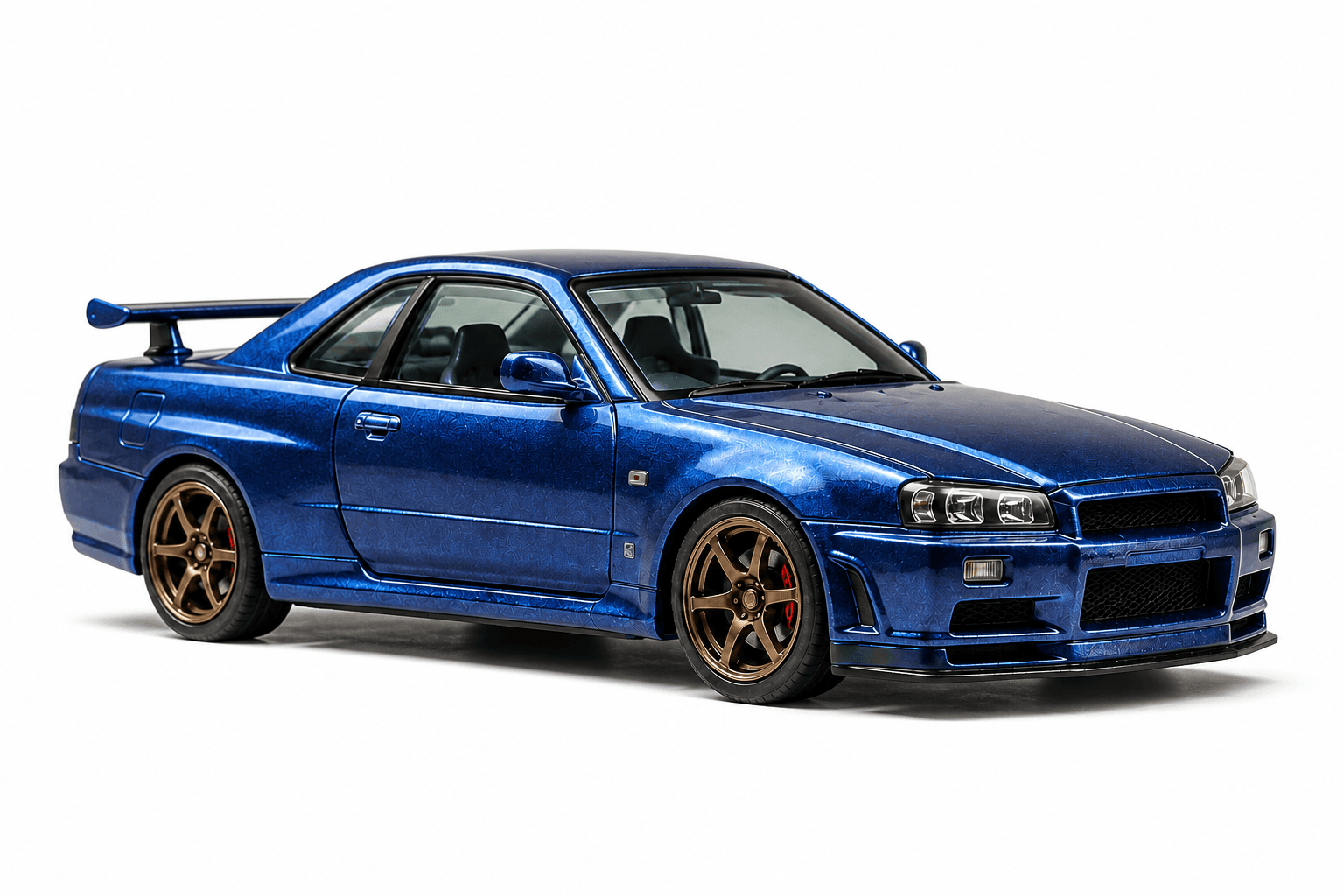 Blue Skyline diecast car on white