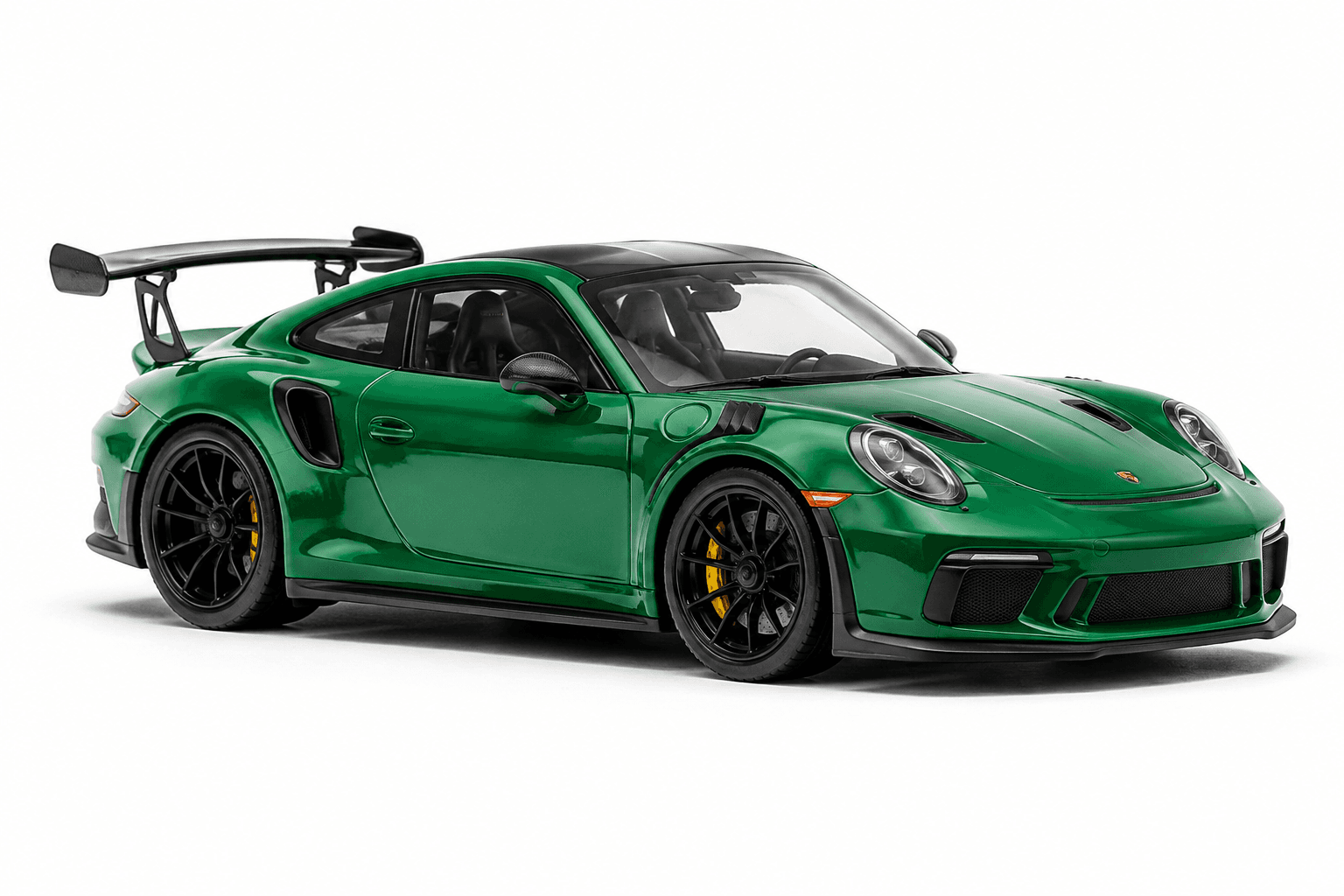 Green GT diecast car on white