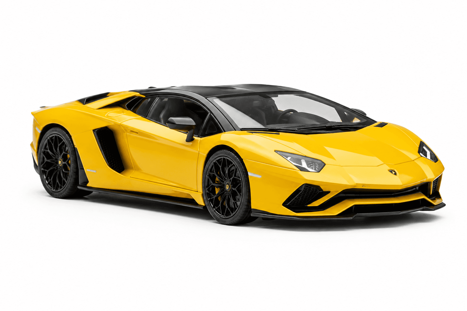 Yellow supercar diecast car on white